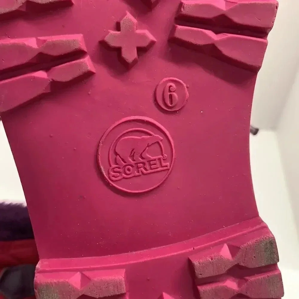 Sorel Boots Lace Up Snow Winter Waterproof Purple Fleece Lined Pink Women Size 6